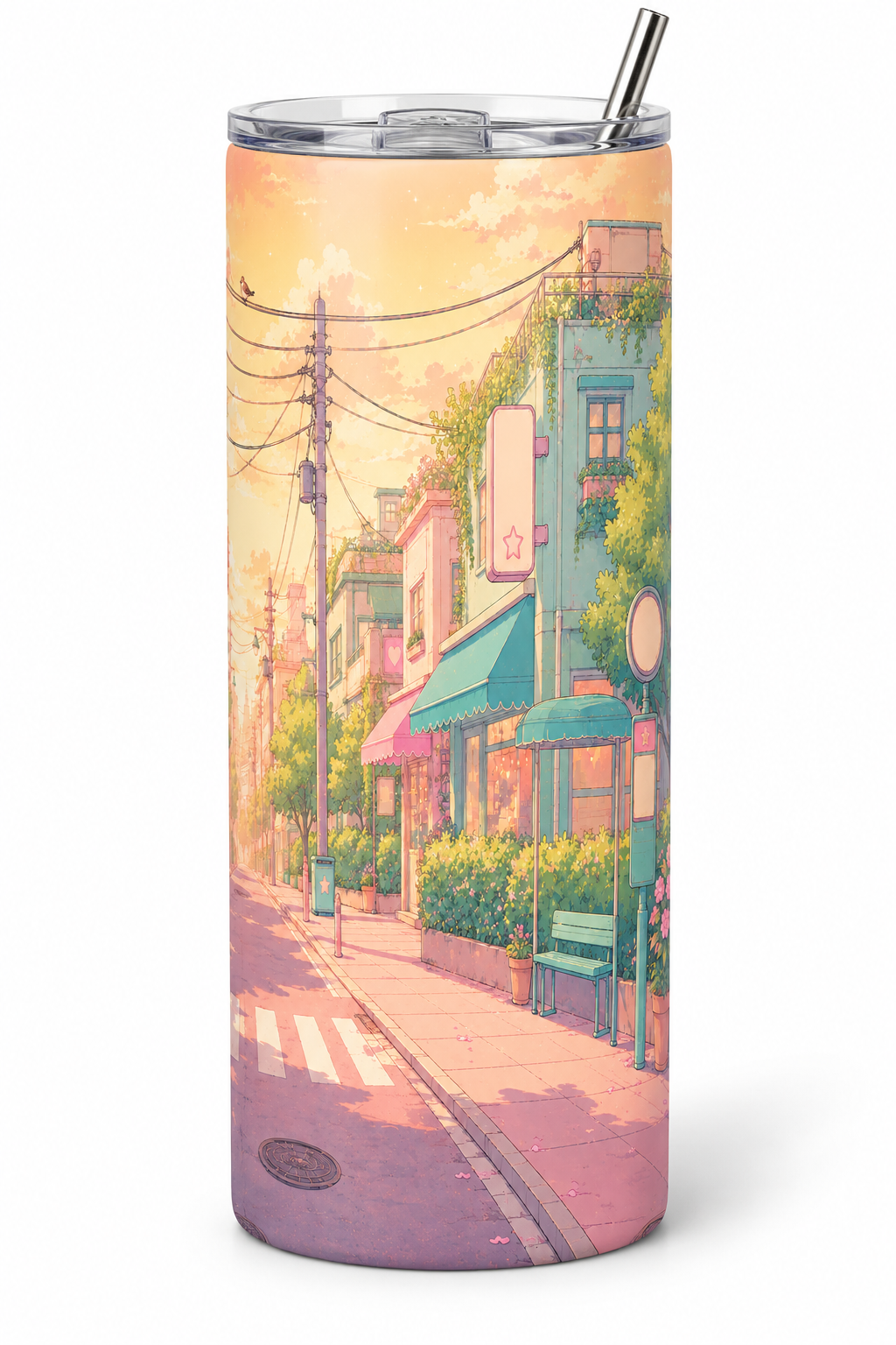 Peach Morning Street Tumbler | Lofi Dreams 20oz